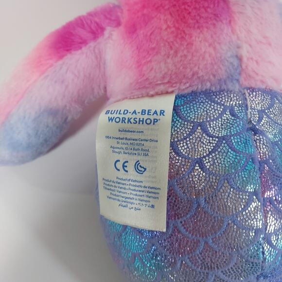 Build a Bear Magical Mer-Bear Mermaid Plush 17” Pink Purple BAB‎ Stuffed Animal - Picture 5 of 6